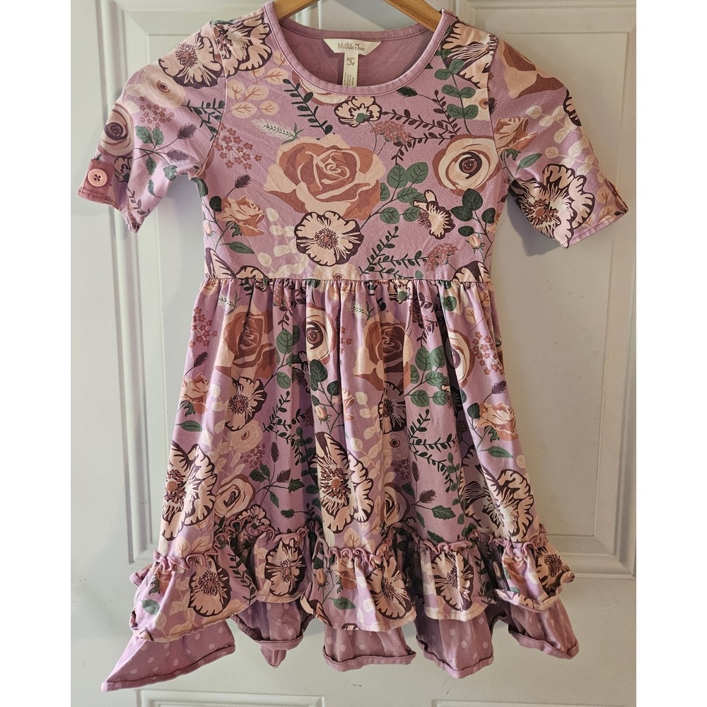Matilda Jane Girls Size 8 Floral‎ Ruffle Hem Dress Pink Cottagecore